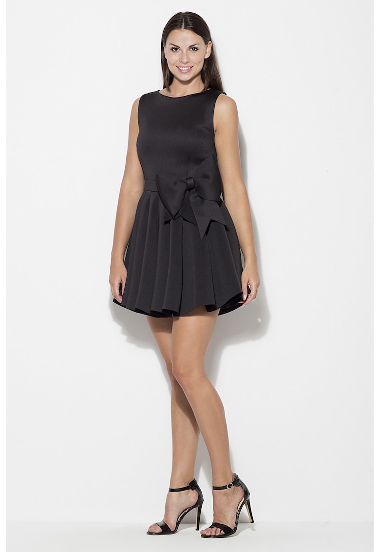 Rochie model cu funda - evazata - negru - poliester 100% -