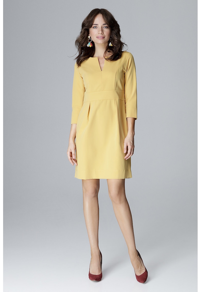 Rochie L004 - galben - poliester si viscoza -
