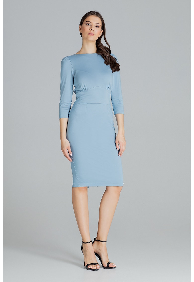 Rochie L079 - albastru - poliester