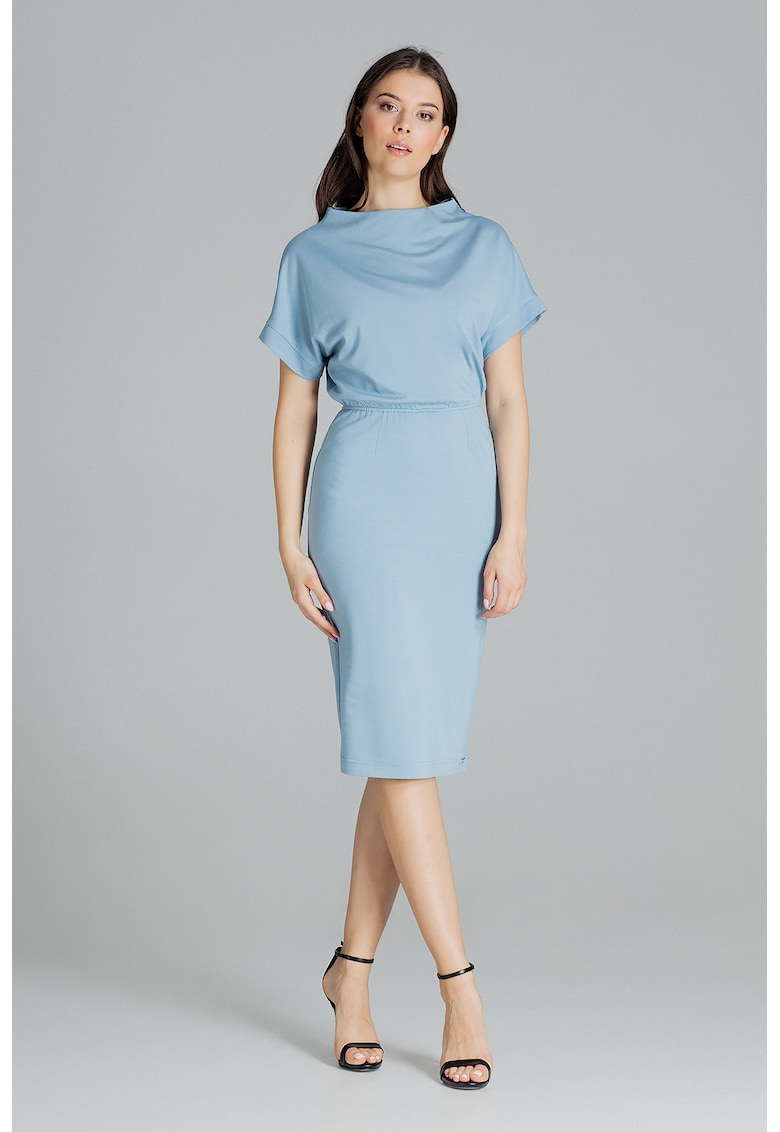 Rochie model L087 - albastru - viscoza - Albastru