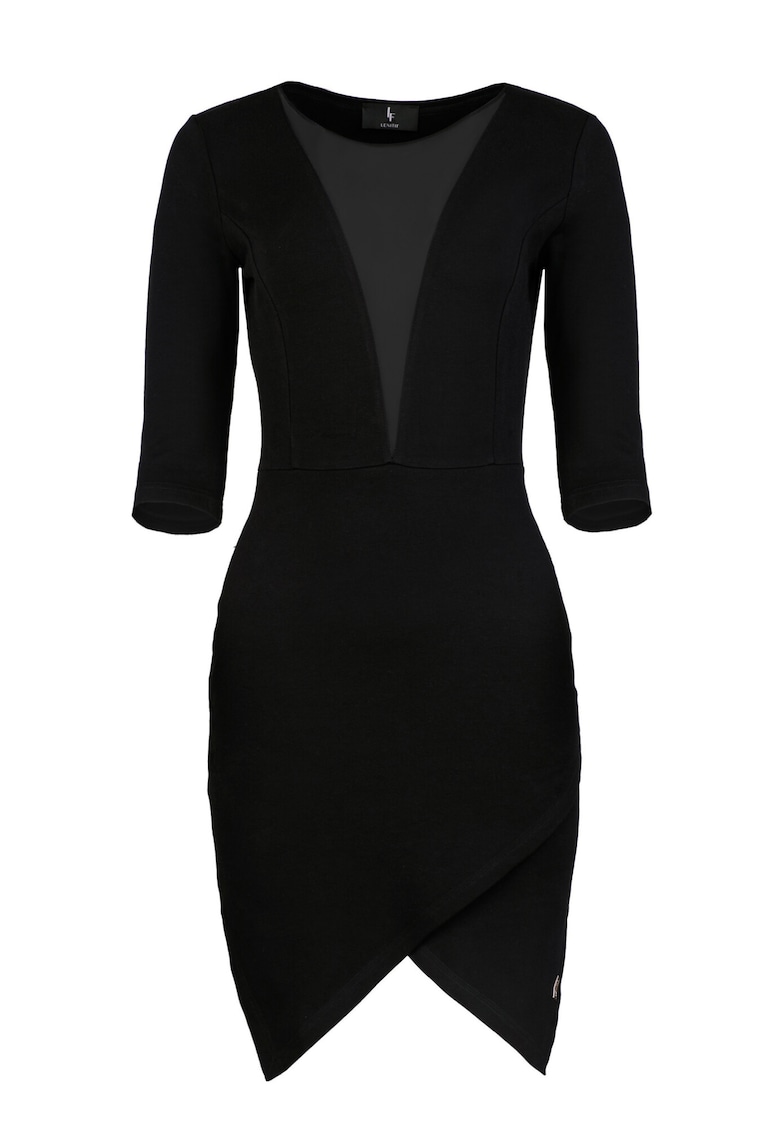 Rochie mulata  L012 - asimetrica - neagra - bumbac 95% -