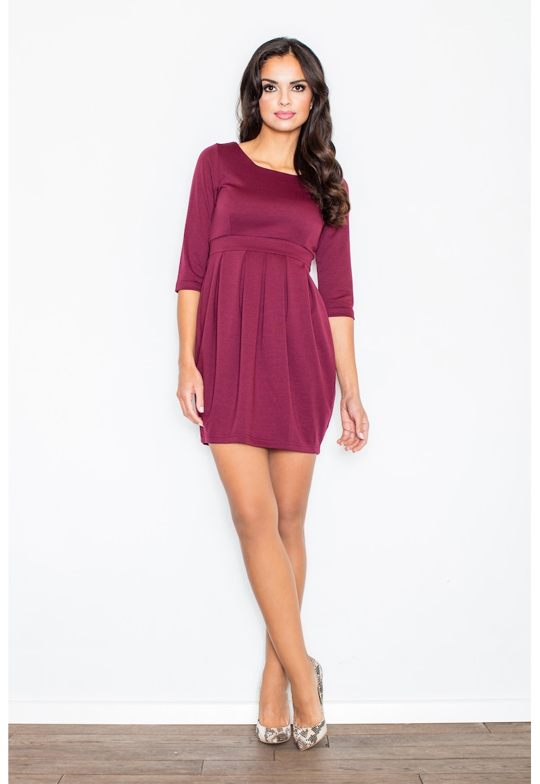 Rochie plisata - poliester - rosu - eleganta -