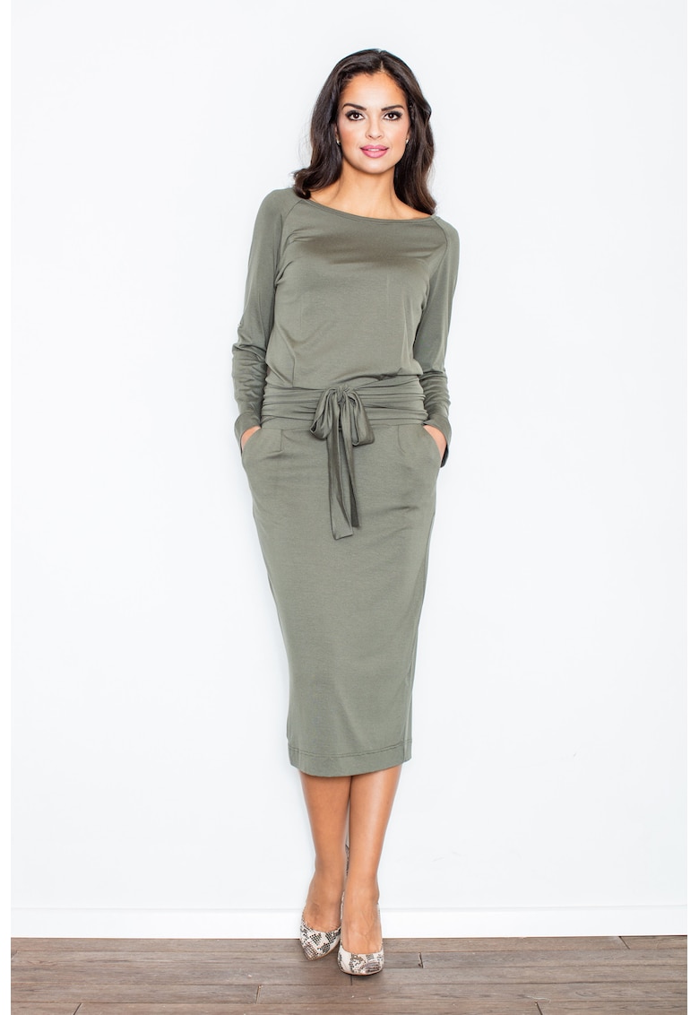Rochie - model M246 - lunga - maneci lungi - verde - viscoza
