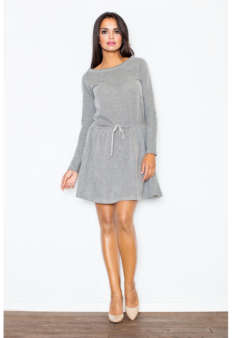 Rochie tricotata - gri inchis - bumbac