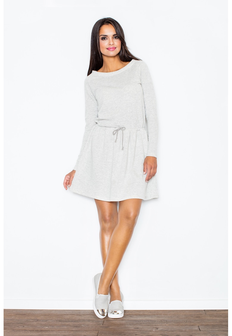 Rochie tricotata - bumbac - gri deschis - Gri