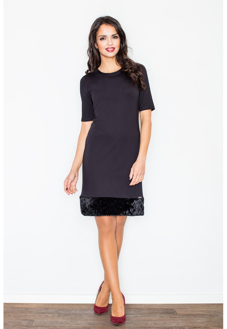 Rochie neagra - viscoza - maneci scurte