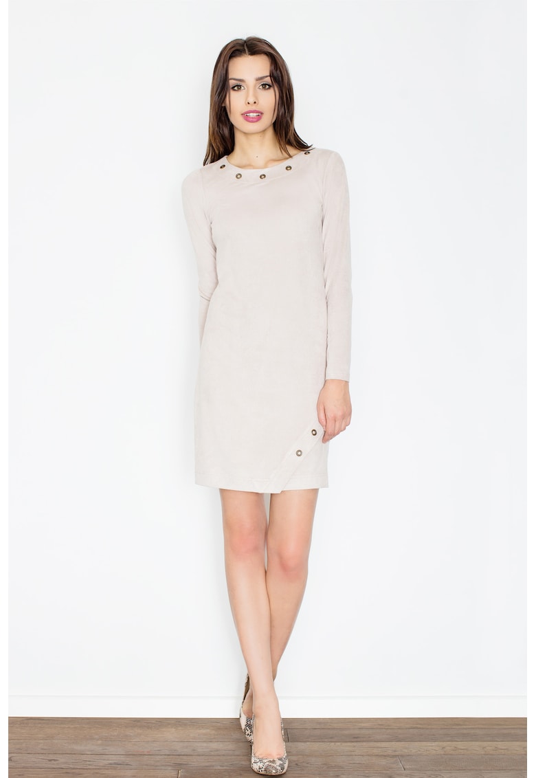 Rochie eleganta - maneca lunga - Bej