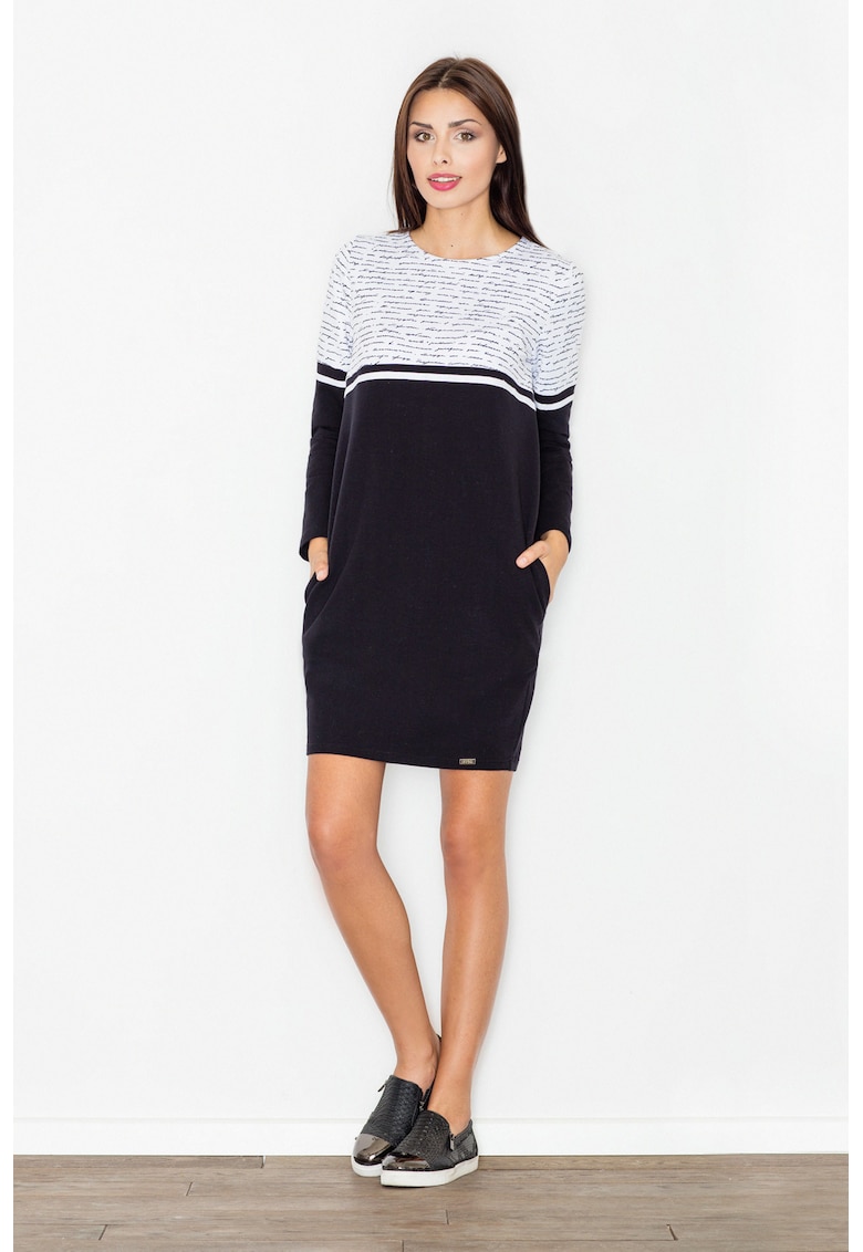 Rochie  bumbac - negru - cu buzunare