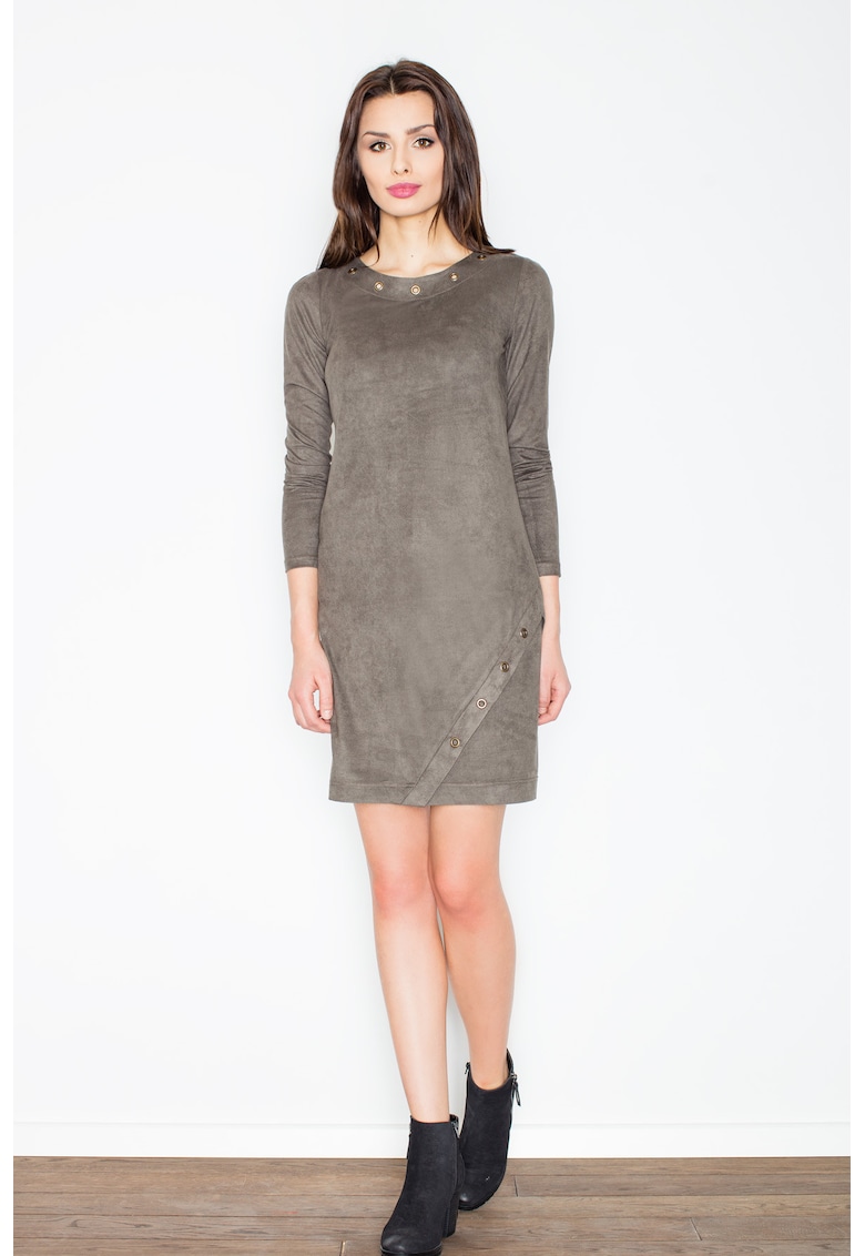 Rochie eleganta M455 - verde - din poliester - cu maneca lunga