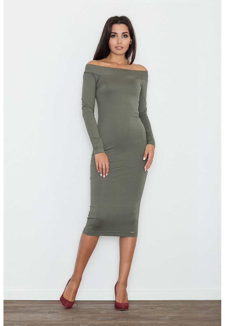 Rochie midi M558 - verde - viscoza