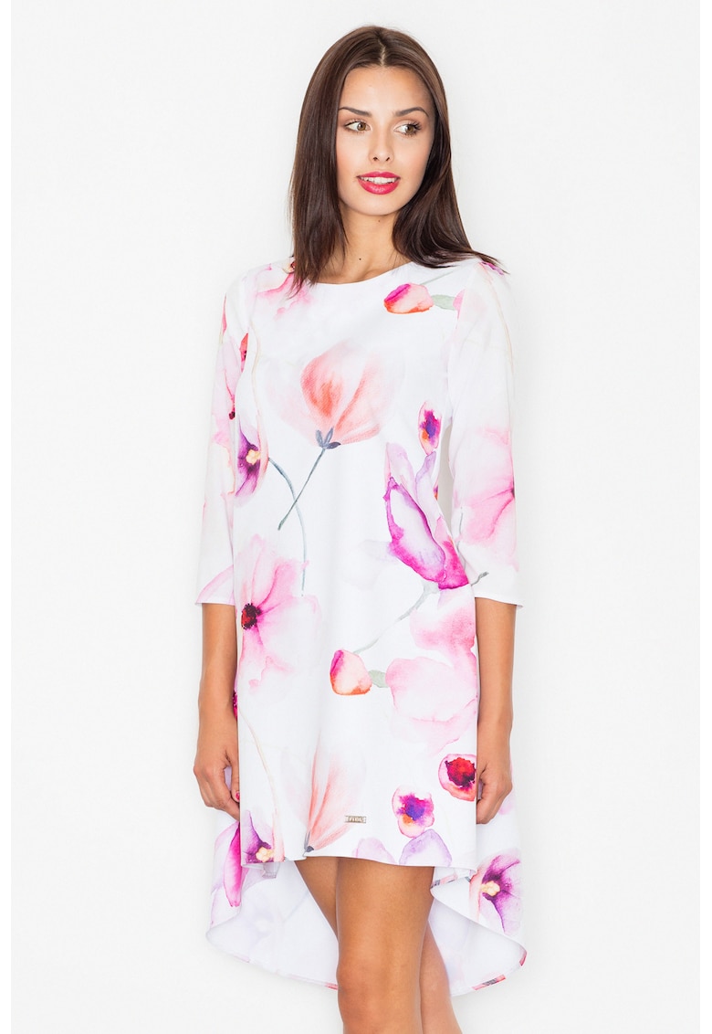 Rochie - asimetrica - Poliester - florala - multicolor