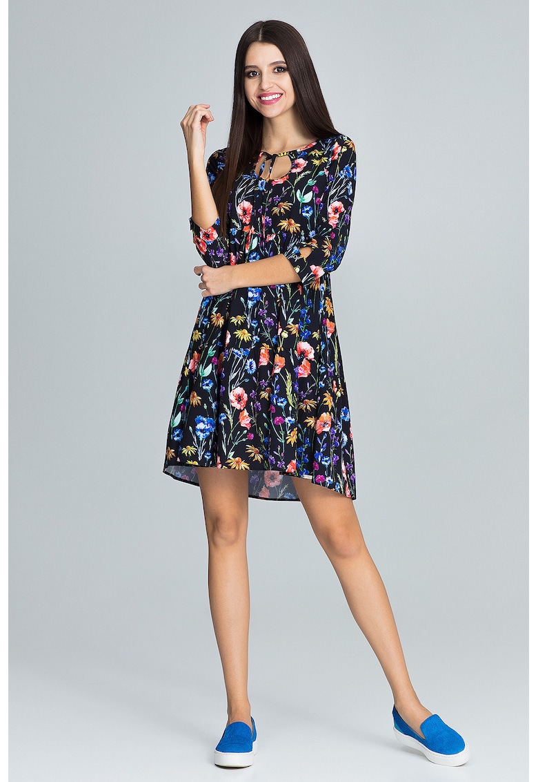 Rochie scurta M598 - imprimeu floral - multicolor - poliester