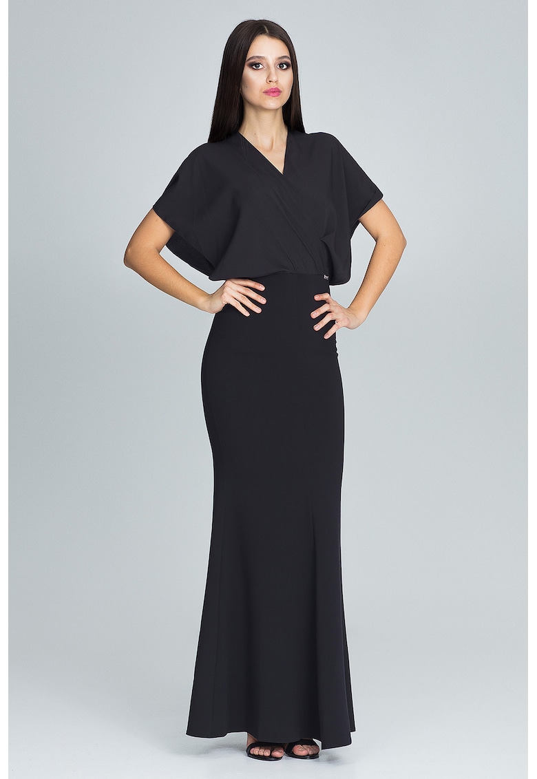 Rochie maxi  M577 - neagra - eleganta - din poliester - pentru ocazii speciale -