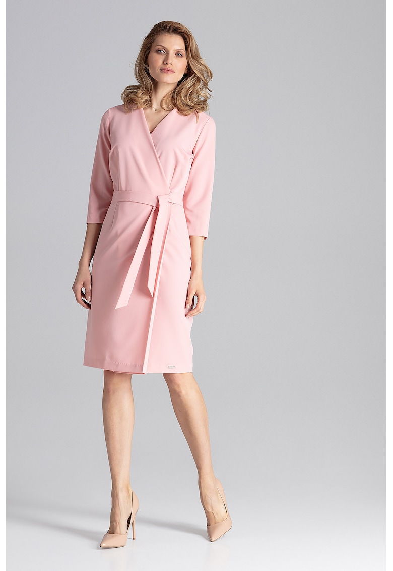 Rochie wrap - M654 - roz - poliester-viscoza