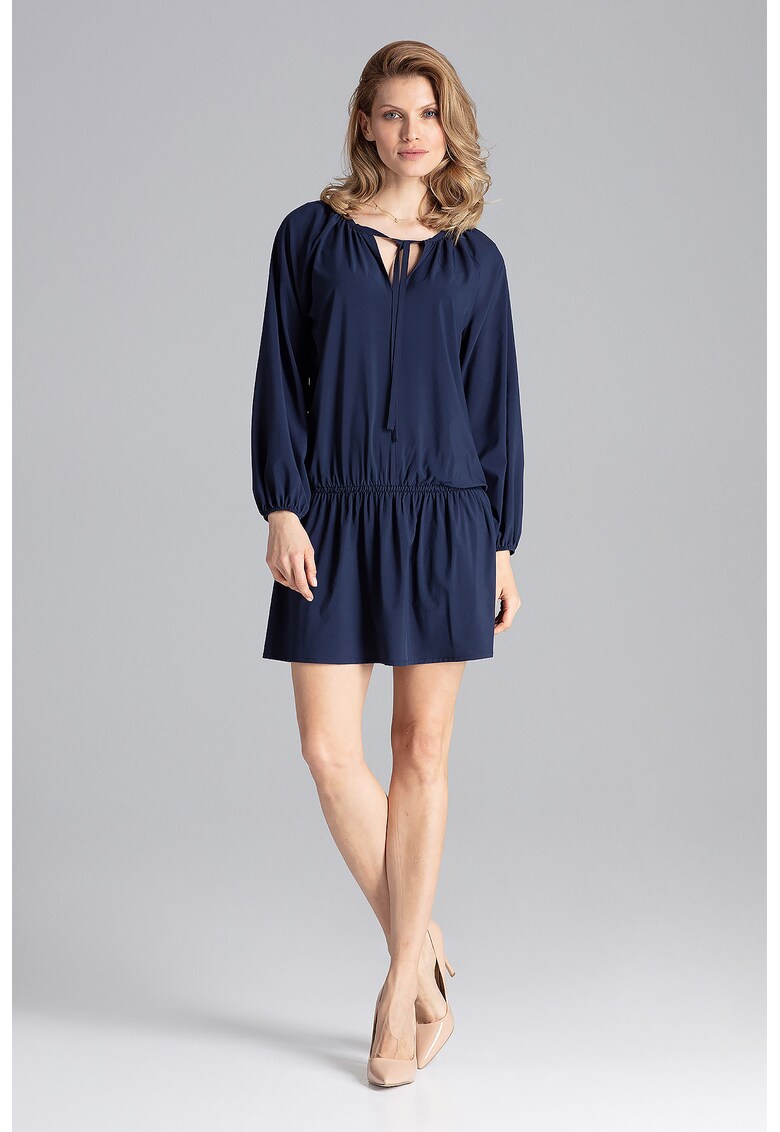 Rochie mini - bleumarin - volane - poliester