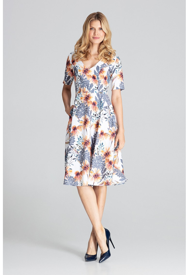 Rochie midi model M673 107 - floral - multicolor - poliester 100%