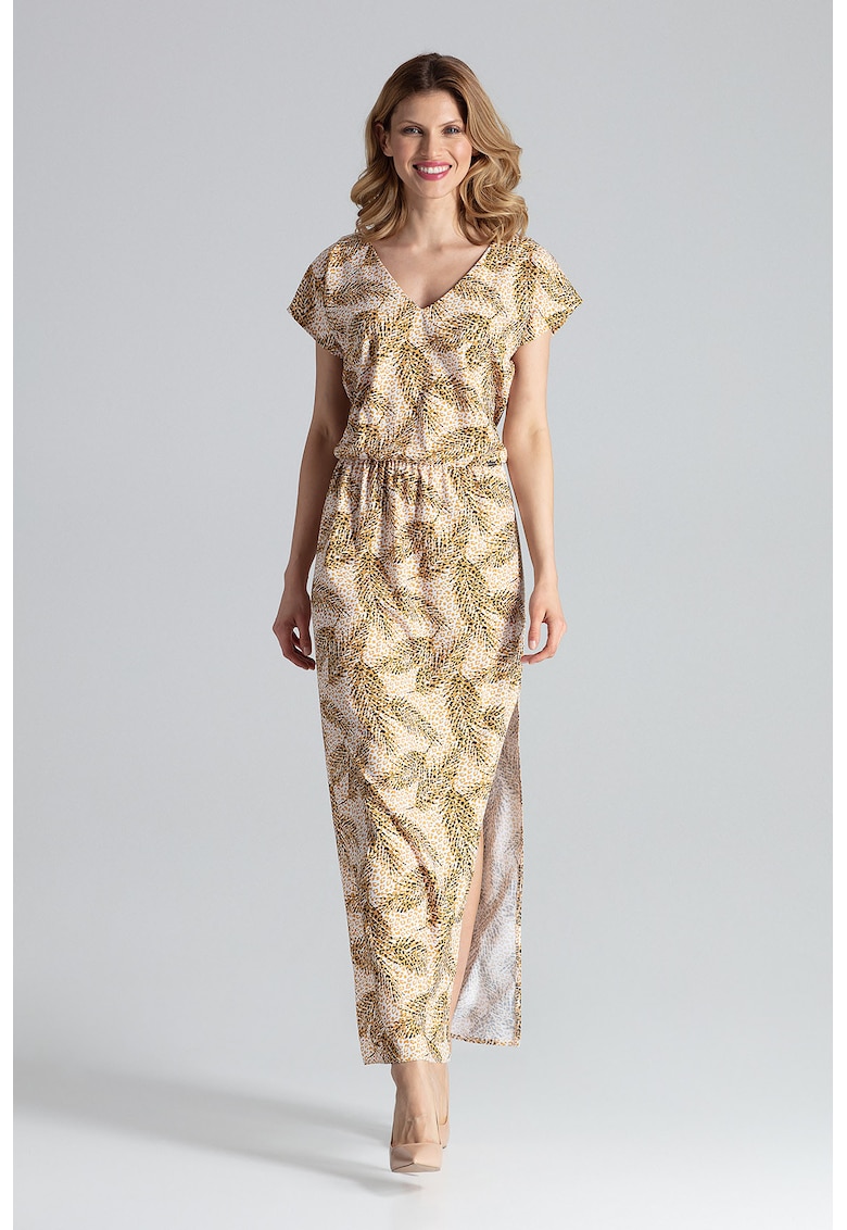 Rochie maxi M668 - bej - poliester 95% - elastan 5%