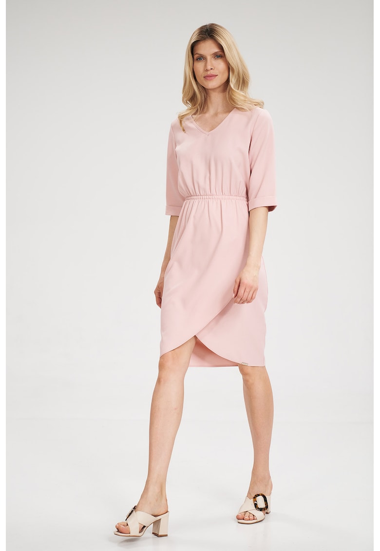 Rochie  roz - talie elastica - maneci scurte - poliester