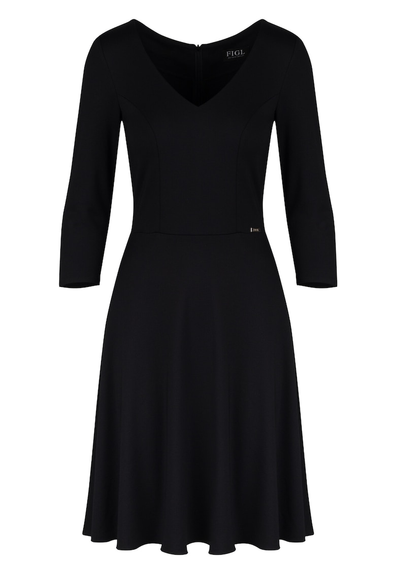 Rochie eleganta M709 - maneci 3/4 - neagra - viscoza