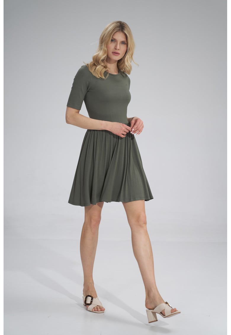 Rochie de vara - M751 - maneci scurte - verde - viscoza