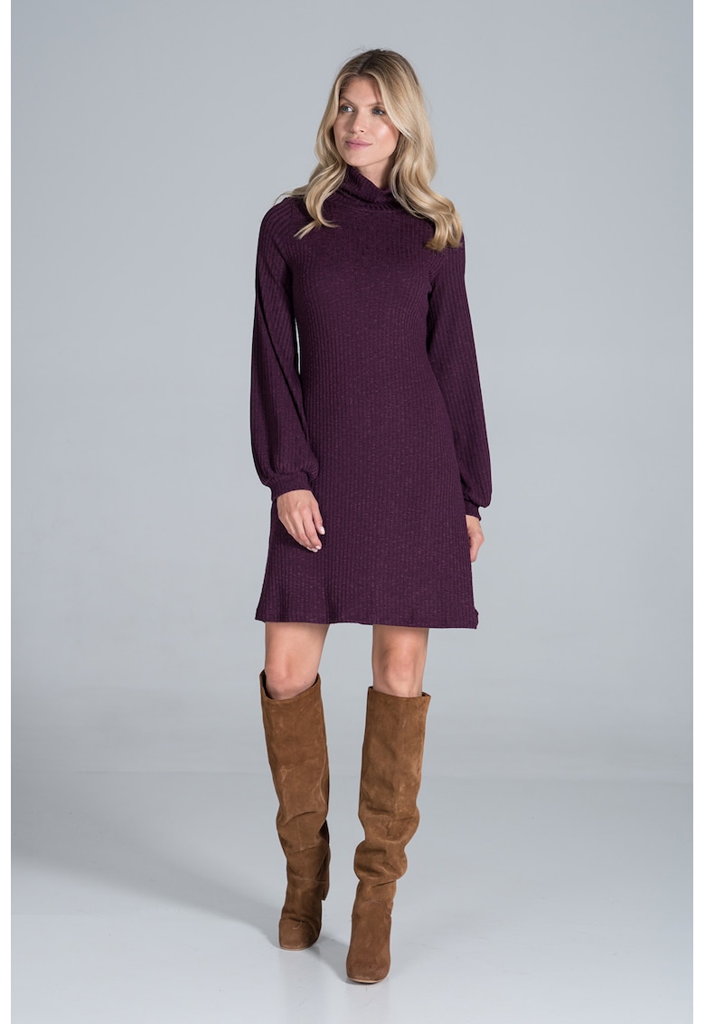 Rochie M831 - violet - maneci lungi - tricotata - poliester -