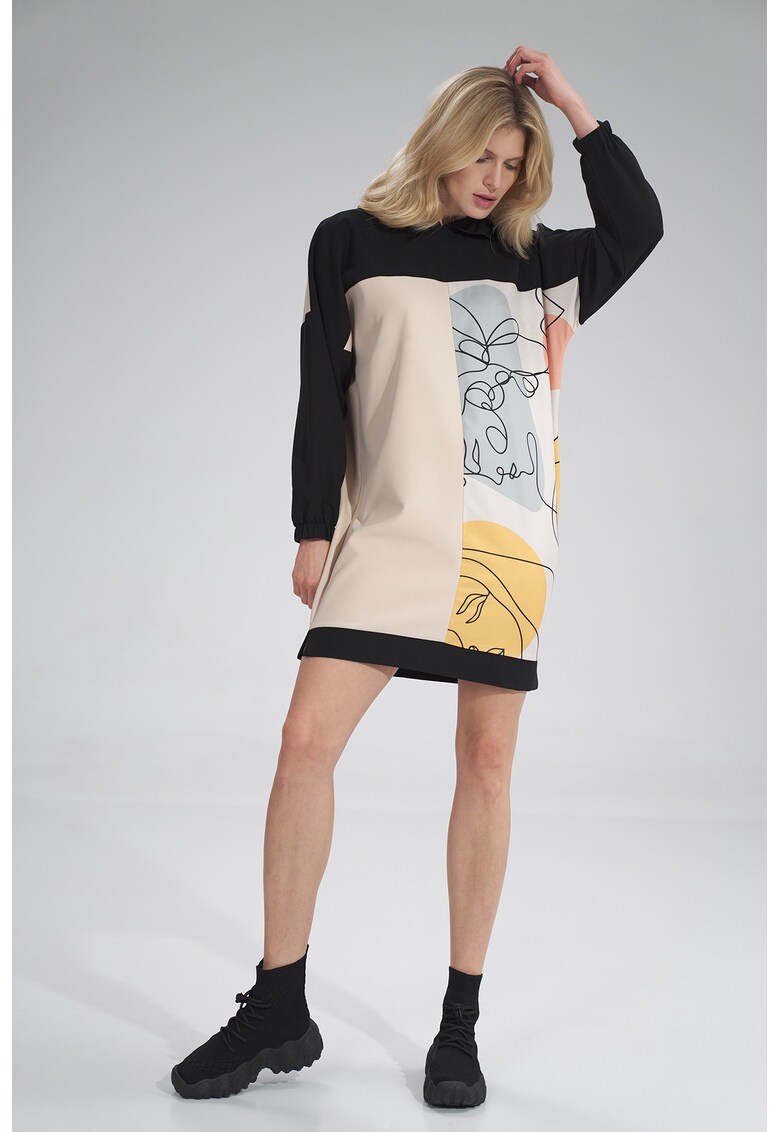 Rochie cu gluga - poliester - multicolor - Rochie cu gluga - poliester - multicolor -