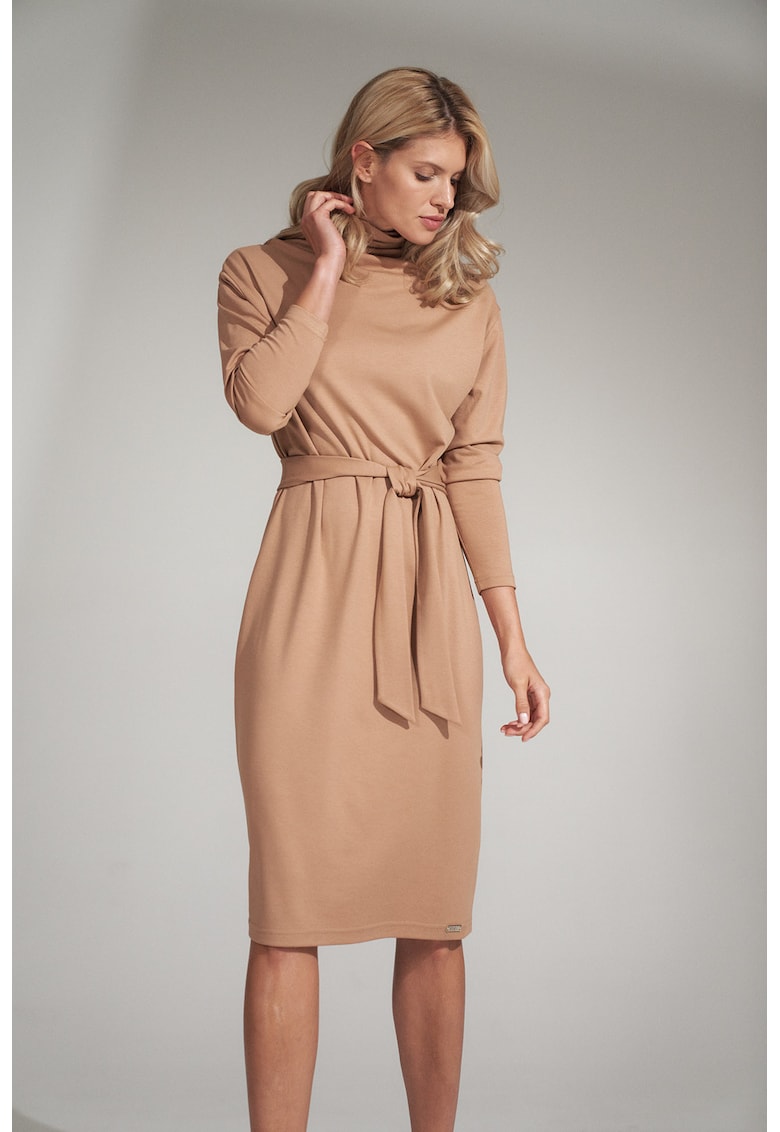 Rochie midi bej - viscoza
