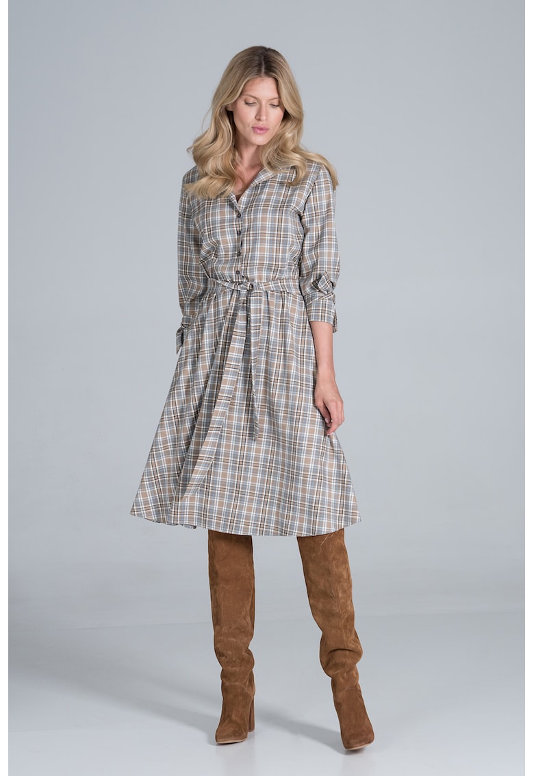 Rochie eleganta  M838 128 - midi - viscoza - bej