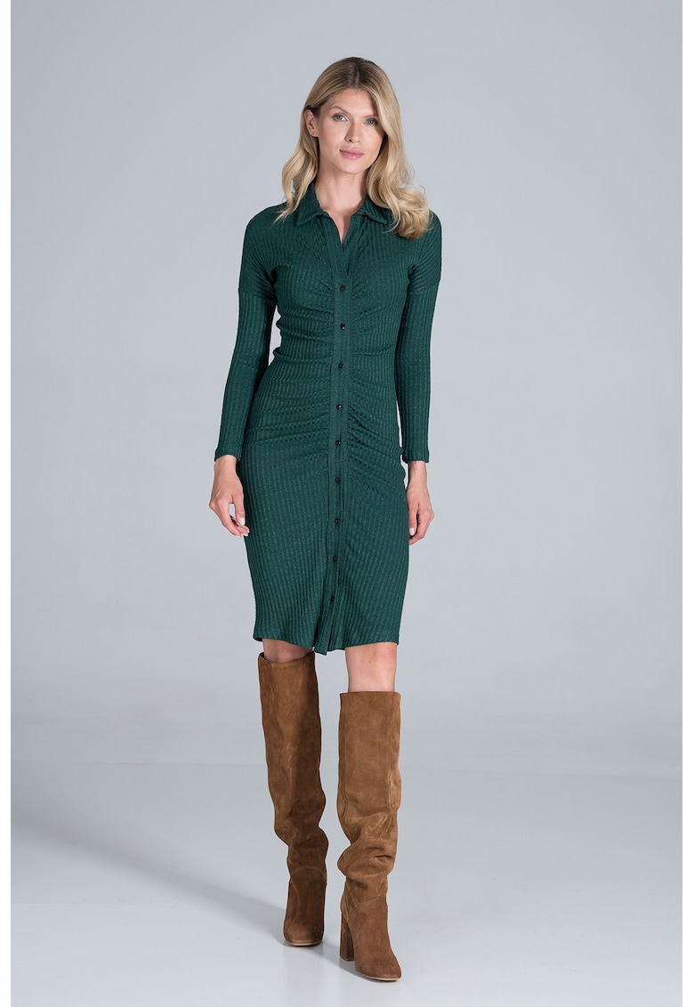 Rochie camasa midi eleganta - viscoza