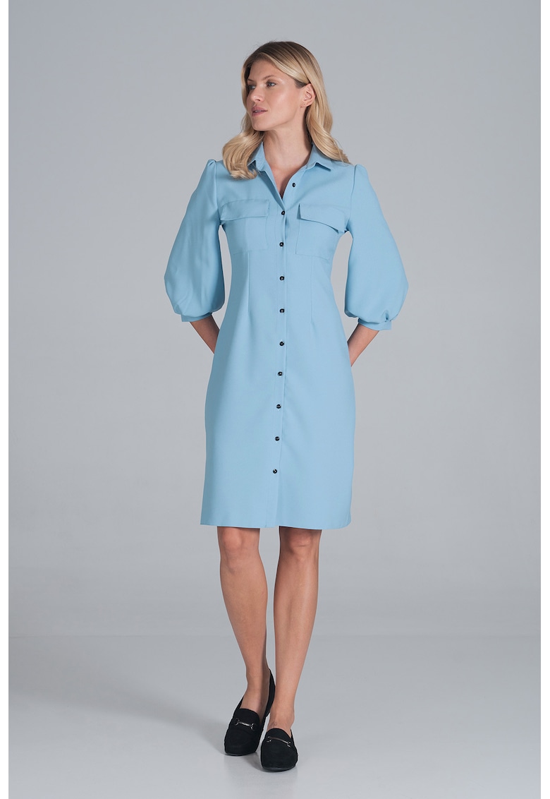Rochie casual M849 - albastra - poliester - versatila -