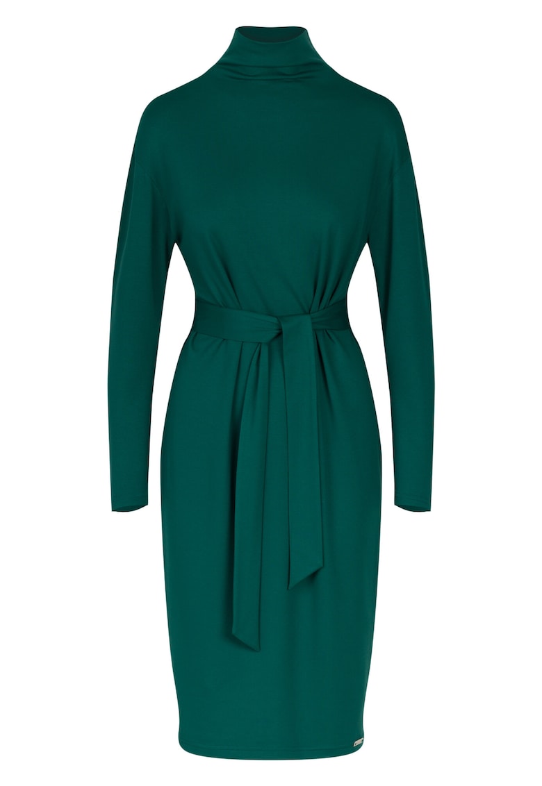 Rochie midi eleganta - maneci lungi - viscoza - verde -