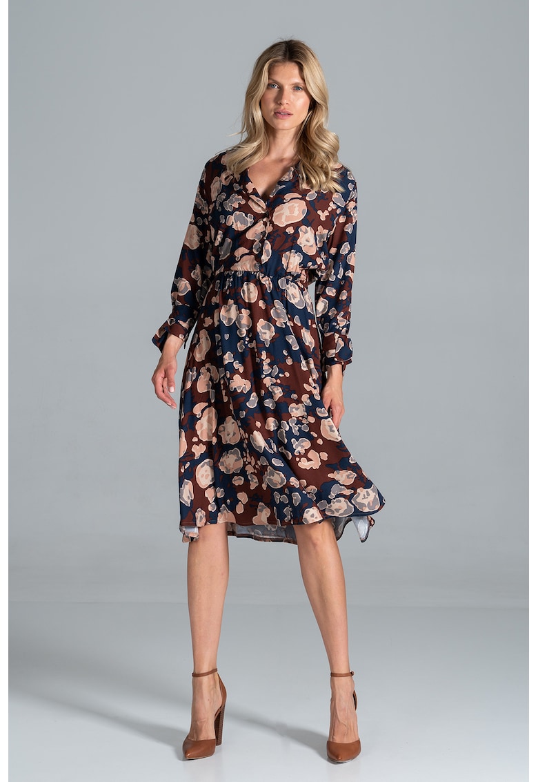 Rochie midi model cu imprimeu - bumbac/poliester