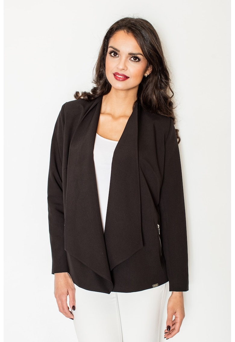 Jacheta supradimensionata  M435 - neagra - poliester si vascoza - fara inchizatori