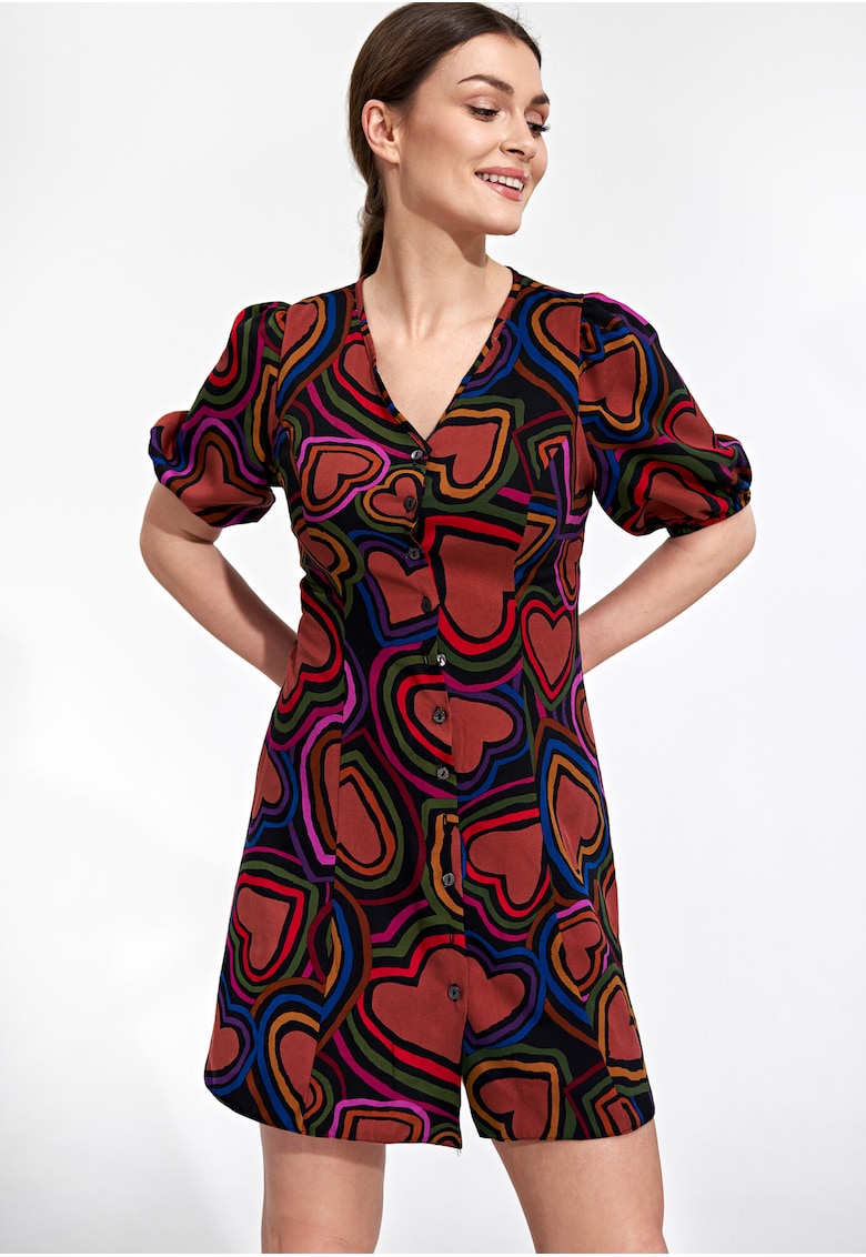 Rochie mini viscoza - negru - rosu - Rosu/Negru