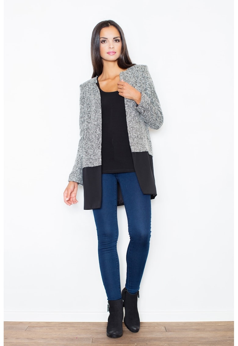 Cardigan dama poliester - gri - negru -