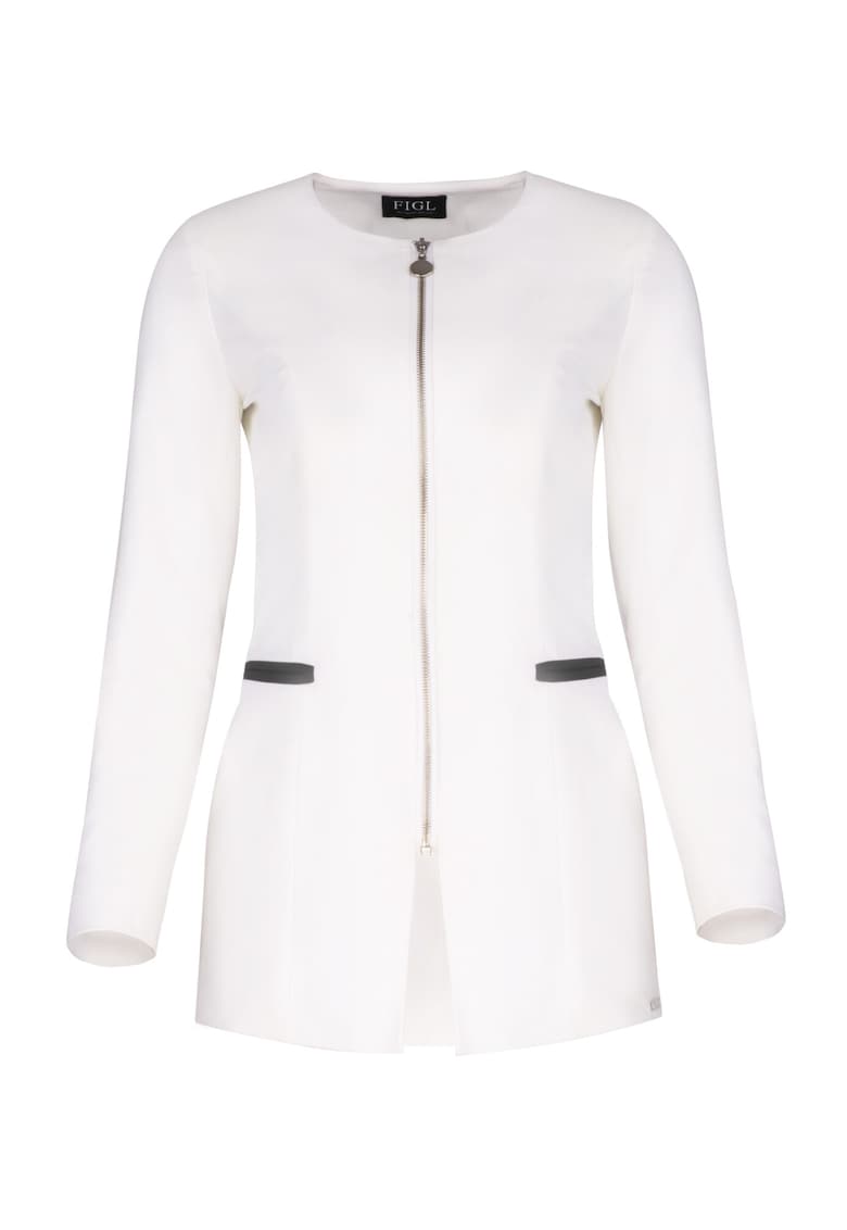 Sacou dama  M409 - lung - ecru-negru - poliester - versatil