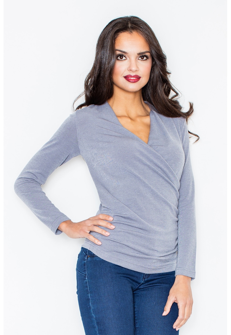 Pulover dama -  plic - gri - material tricotat -