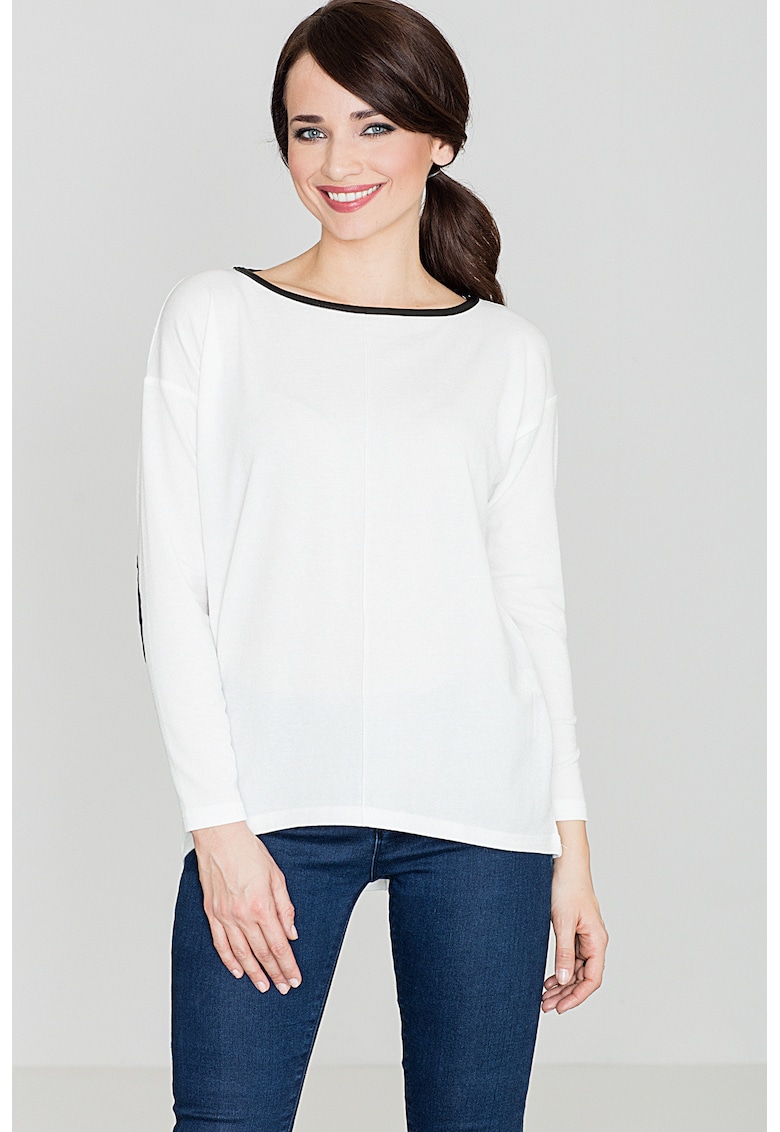 Pulover dama  model K118 - decolteu semicircular - maneci lungi - ecru - poliester 80% -