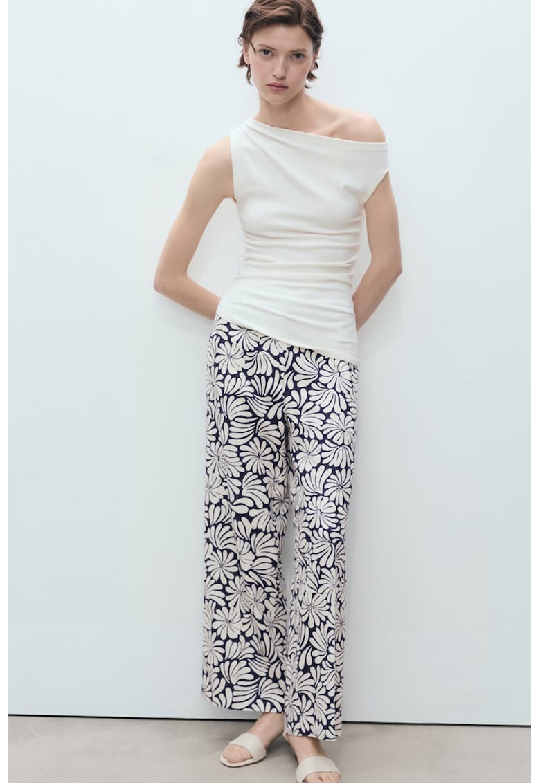 Pantaloni drepti din amestec de in