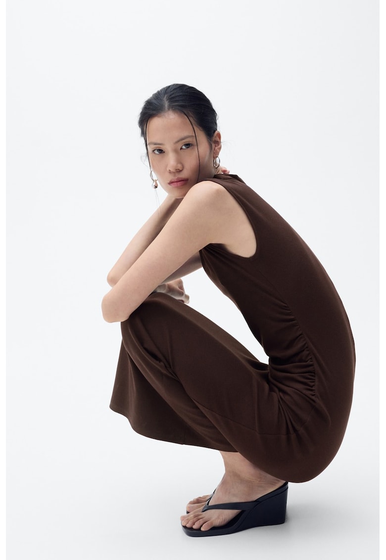 Rochie midi cambrata din amestec de modal