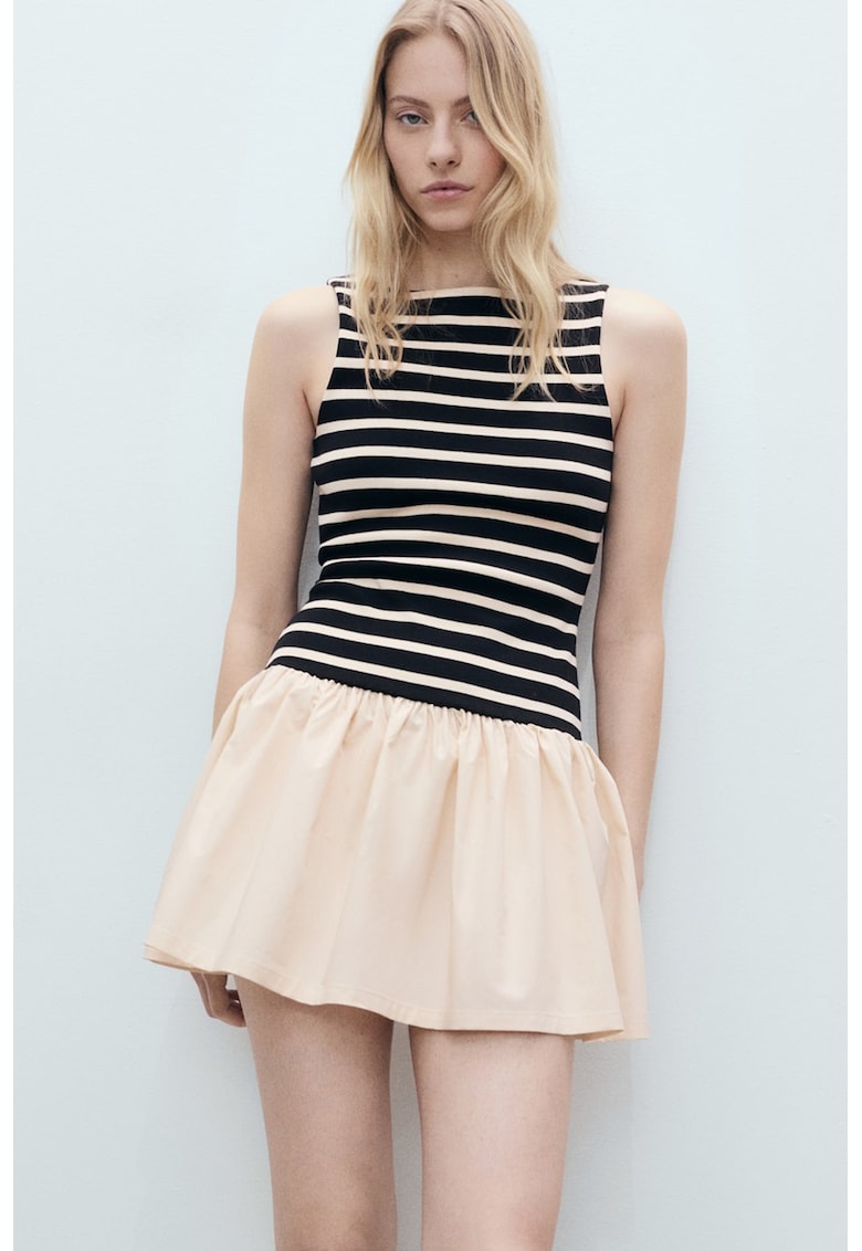 Rochie fara maneci cu dungi