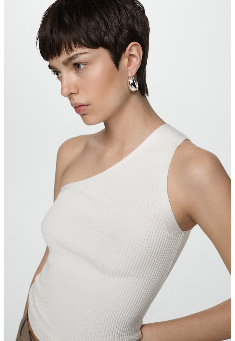 Top striat cu decolteu pe un umar Top striat cu decolteu pe un umar