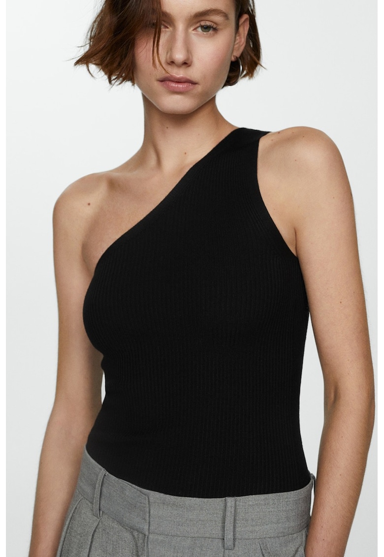 Top striat cu decolteu pe un umar Top striat cu decolteu pe un umar