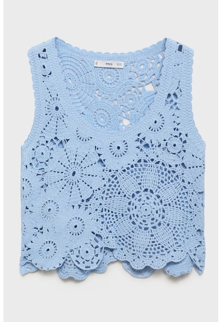 Top crop cu margini valurite - Albastru pastel