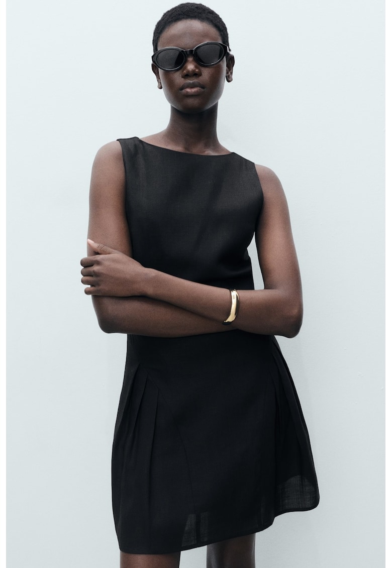 Rochie scurta din amestec de lyocell si in cu croiala in A