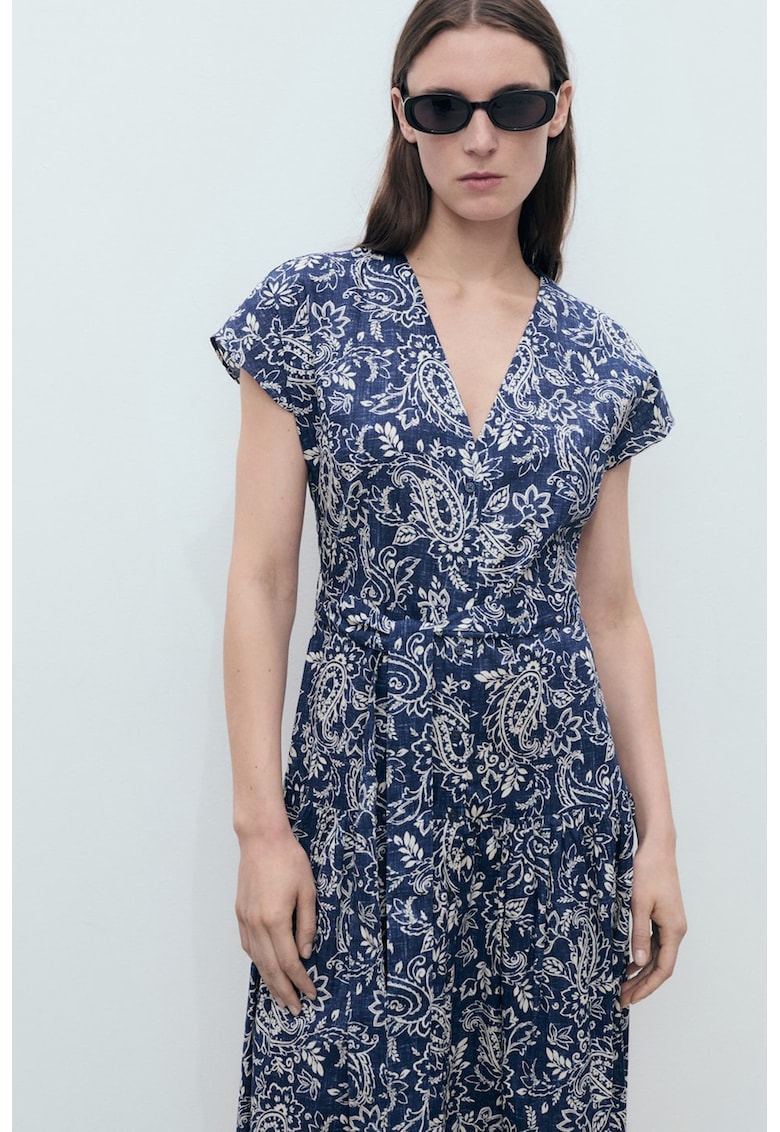 Rochie cu imprimeu floral si decolteu in V