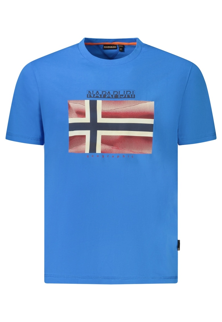 Tricou din bumbac barbati - cu imprimeu cu logo - Regular Fit - Albastru deschis