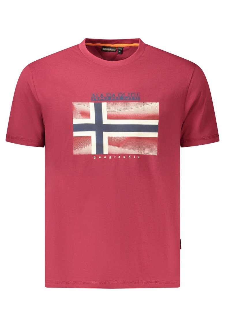 Tricou din bumbac barbati - cu imprimeu cu logo - Regular Fit - Rosu