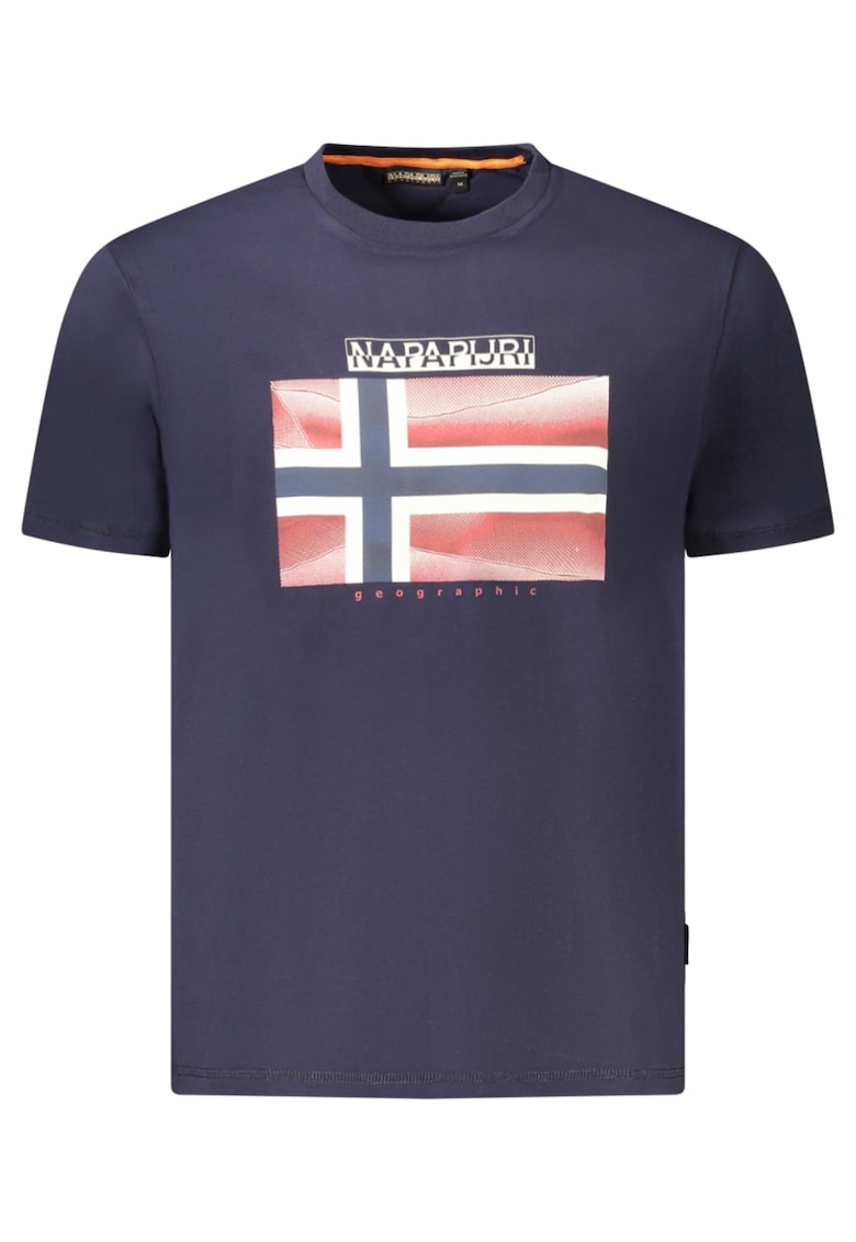 Tricou din bumbac barbati - cu imprimeu cu logo - Regular Fit - Bleumarin