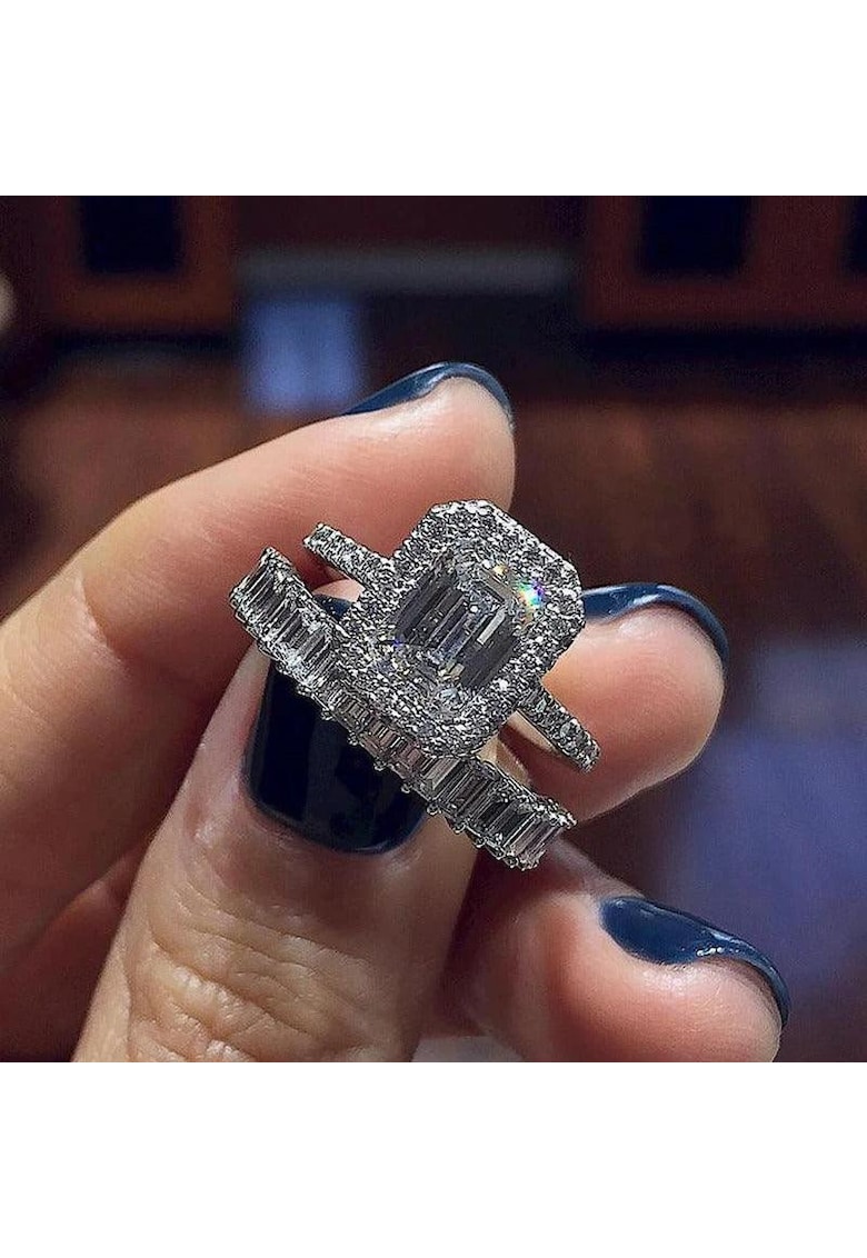 Set 2 inele argintii - cu pietre din zirconiu - Josefa C9 - 8 (circumferinta: 57 mm)